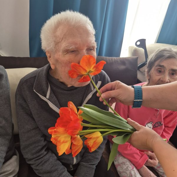 casa buna speranta - camin batrani - batran mirosind flori